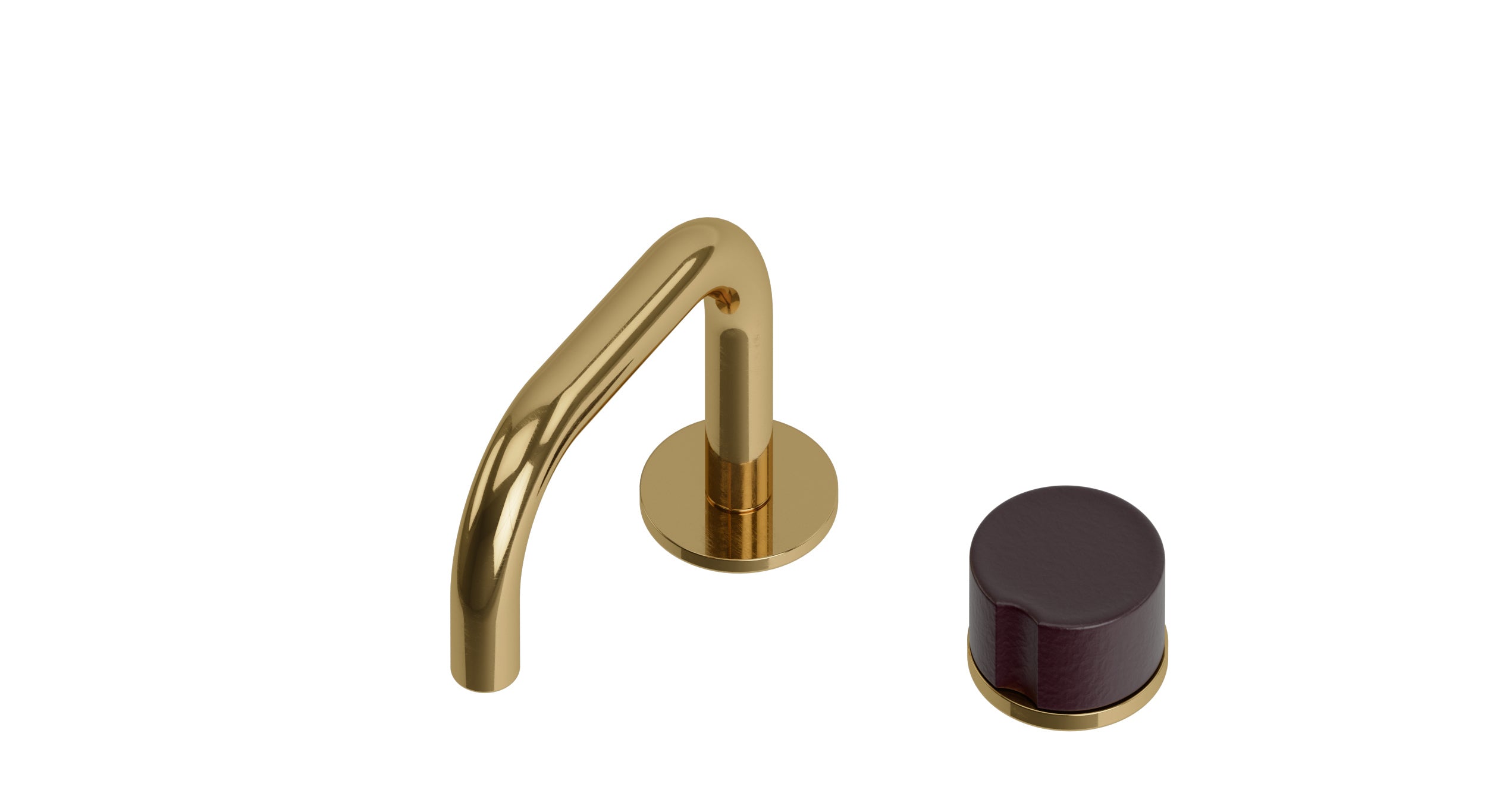 Foundry One Handle Deck Mount Squaretop Lavatory Faucet with Groove Ceramic Knob Handle in Uncoated Polished Brass