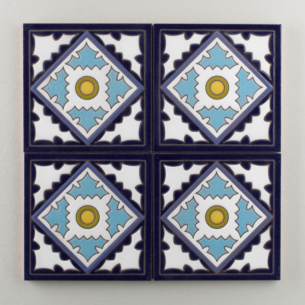 6x6 Handpainted Tile Old California #3 in Cool Motif