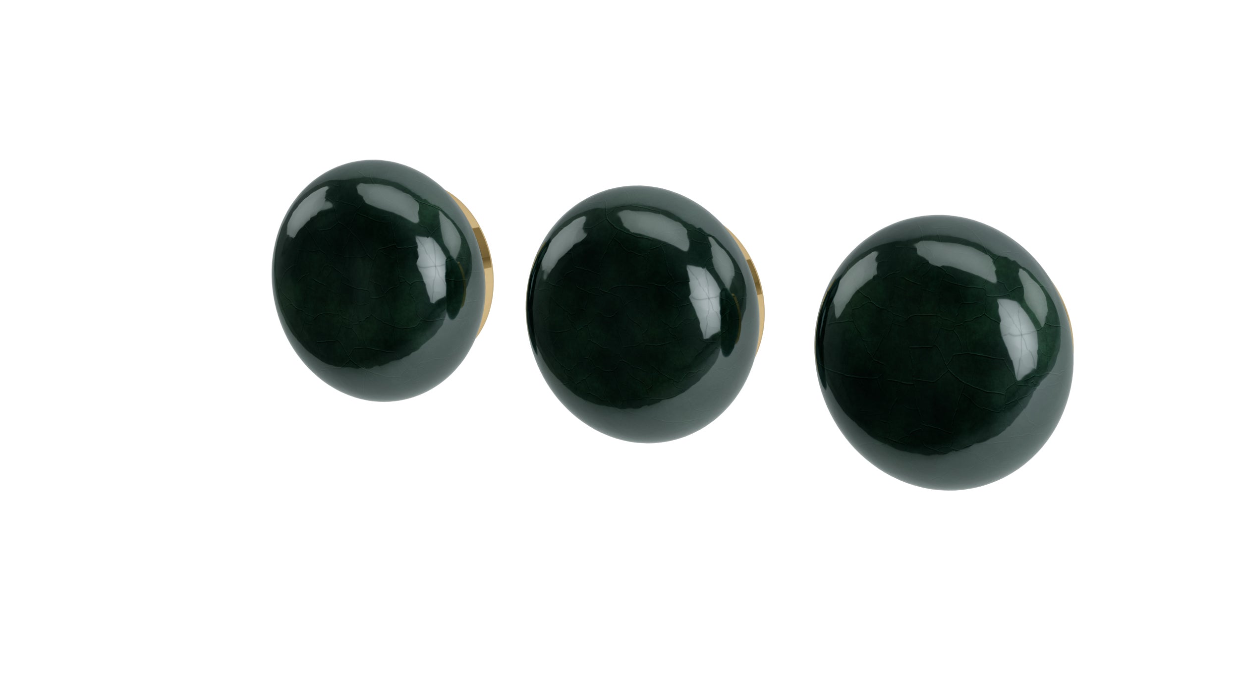Foundry Three Handle Wall Mount Bath Trim with Diverter/Volume Control and Pebble Ceramic Knob Handles in Polished Brass