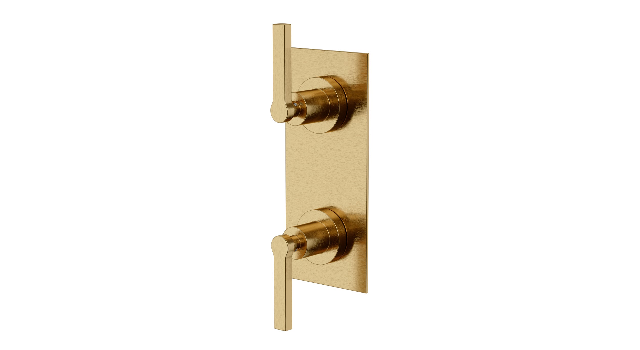 Flatiron Two Handle Wall Mount Shower Trim with Linear Lever Handles in Satin Brass