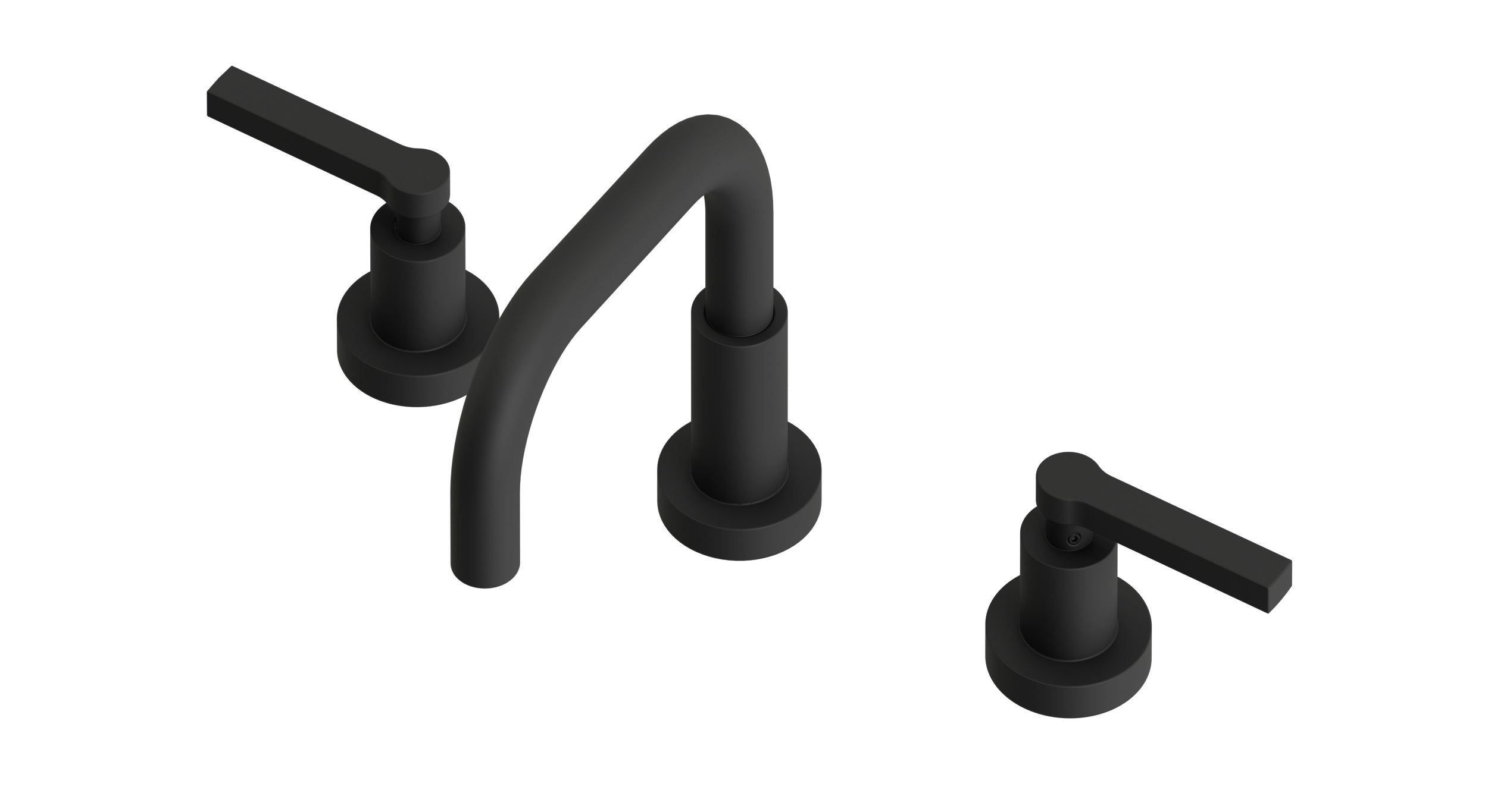 Flatiron Two Handle Deck Mount Squaretop Lavatory Faucet with Linear Lever Handles in Matte Black