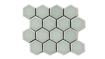 2" Hexagon Sheeted Original Ceramic Mosaic Tile in Overcast Gloss