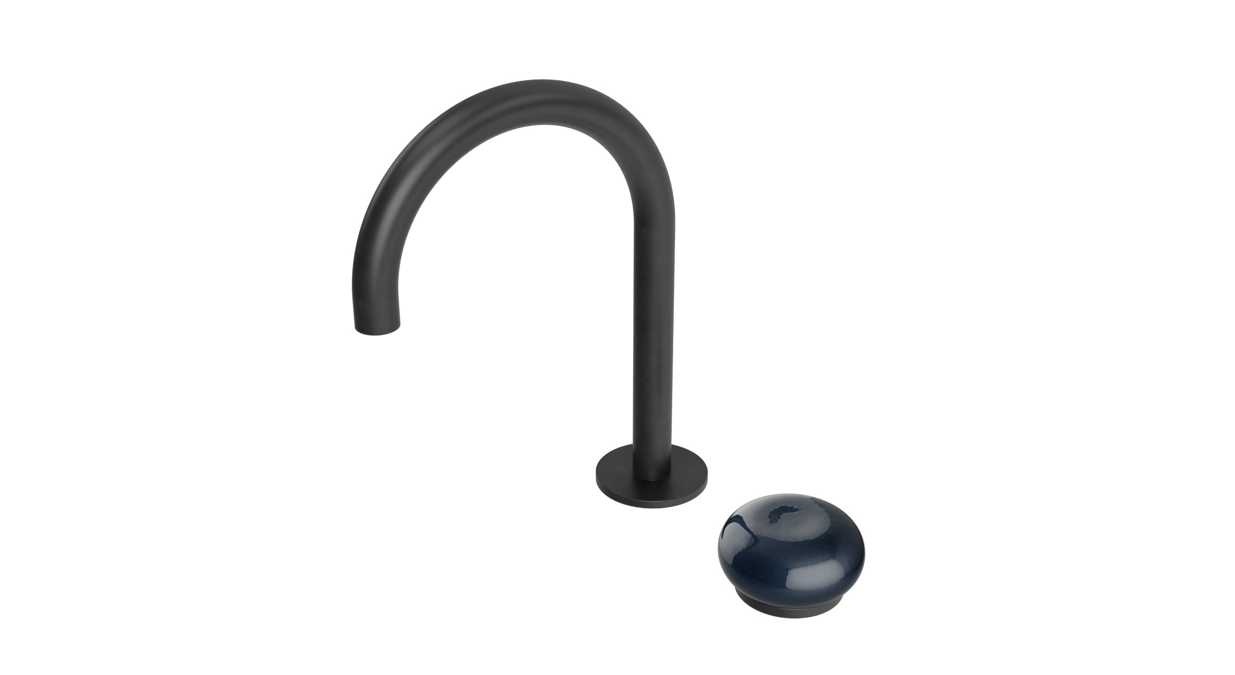 Foundry One Handle Deck Mount Gooseneck Lavatory Faucet with Pebble Ceramic Knob Handle in Oil Rubbed Bronze