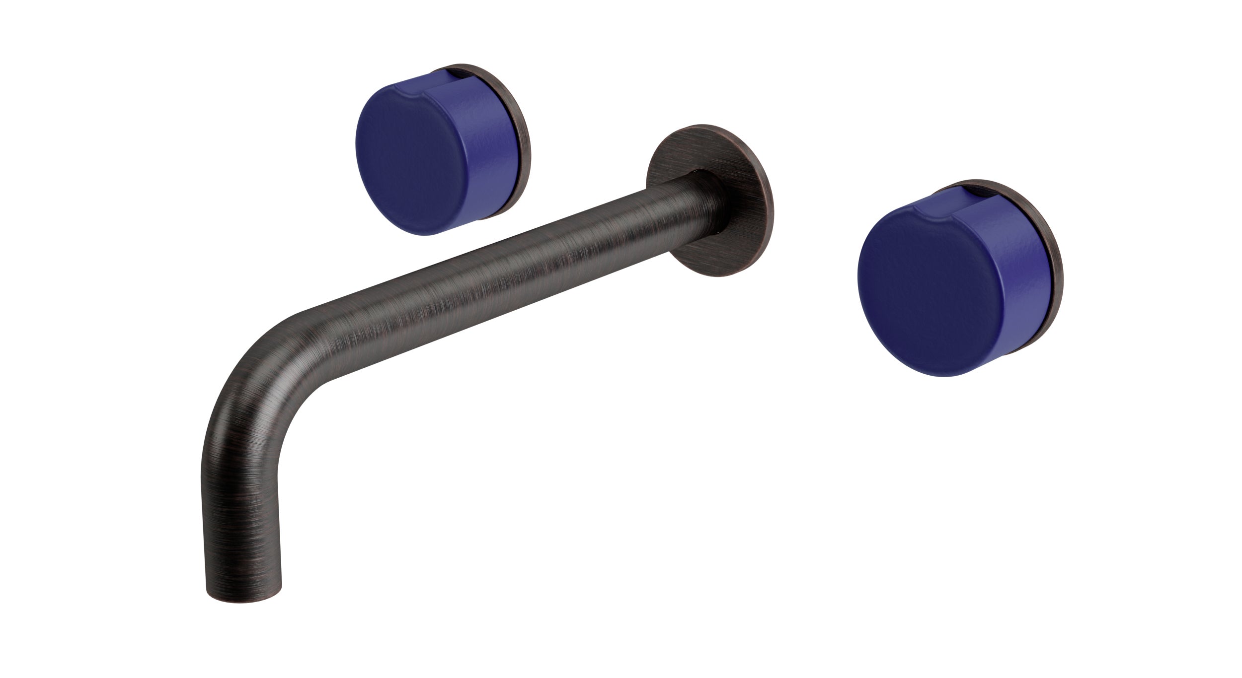 Foundry Two Handle Wall Mount 7.5" Lavatory Faucet with Groove Ceramic Knob Handles in Antique Bronze