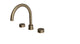 Foundry Two Handle Deck Mount Gooseneck Bath Trim with Barrel Knob Handles in Antique Brass