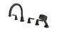 Emerson Three Handle Deck Mount Gooseneck Bath Trim with Hand Shower and Classic Lever Handles in Matte Black