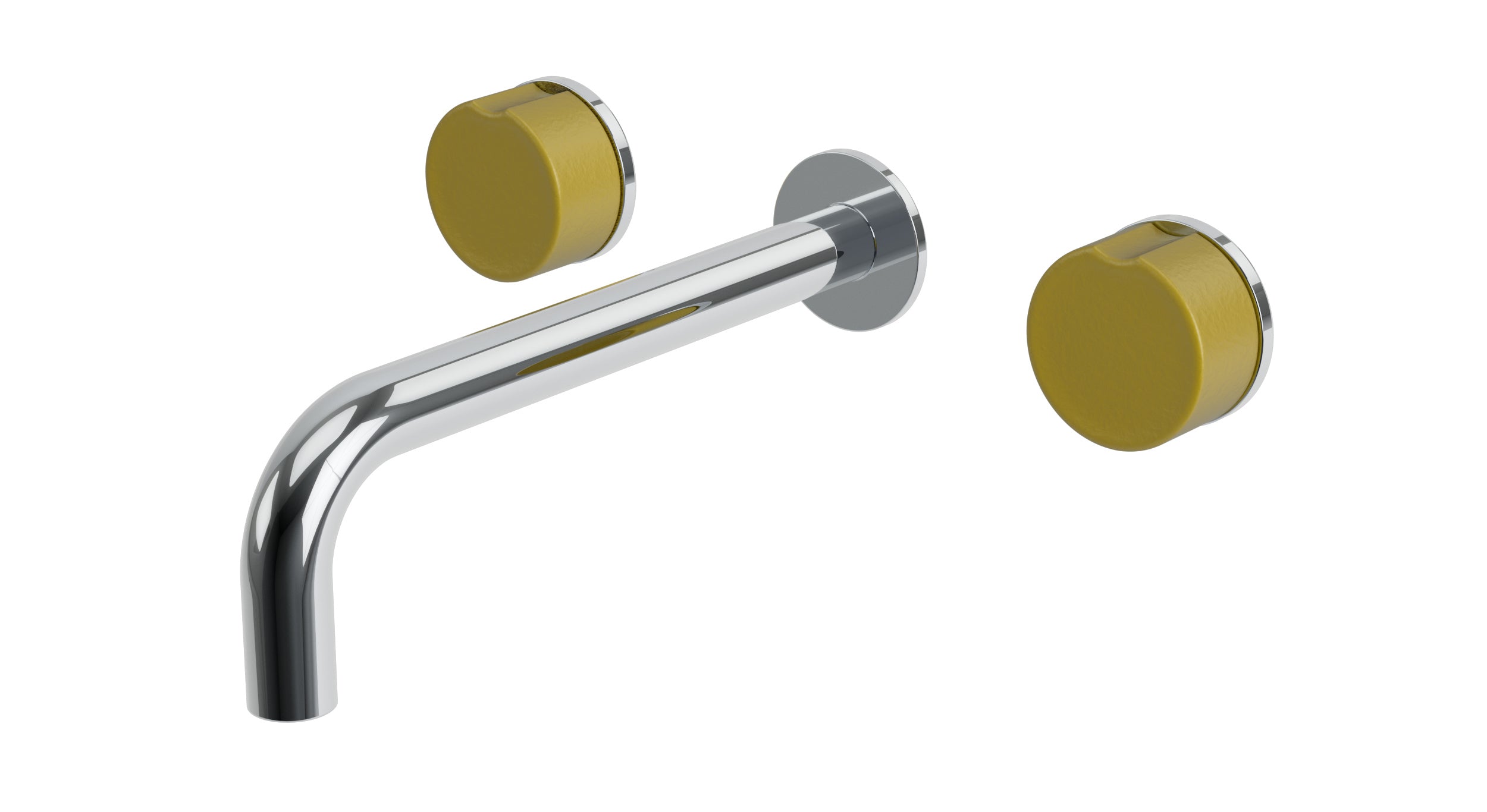 Foundry Two Handle Wall Mount 7.5" Lavatory Faucet with Groove Ceramic Knob Handles in Polished Chrome