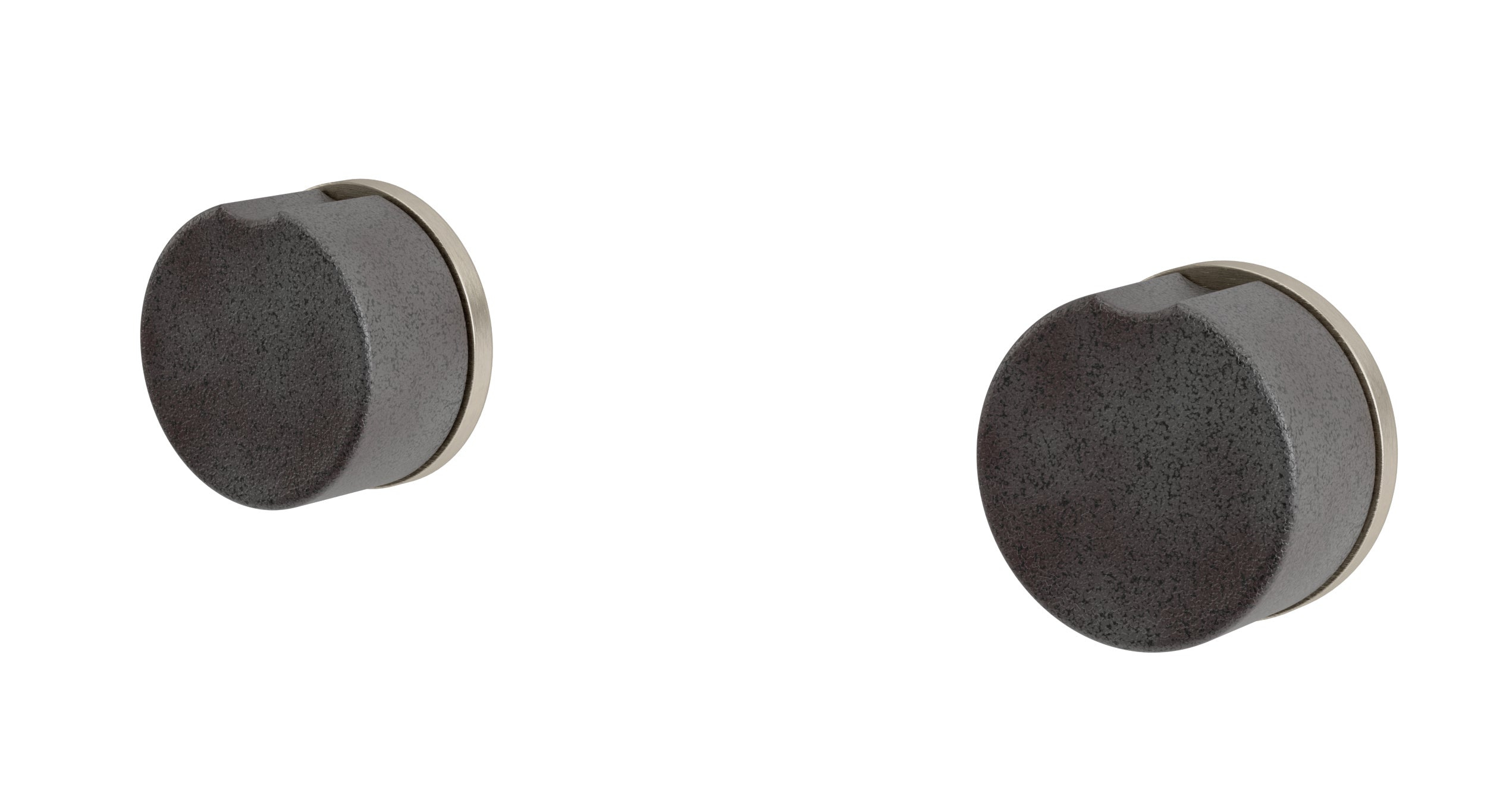 Foundry Two Handle Wall Mount Bath Trim with Groove Ceramic Knob Handles in Satin Nickel