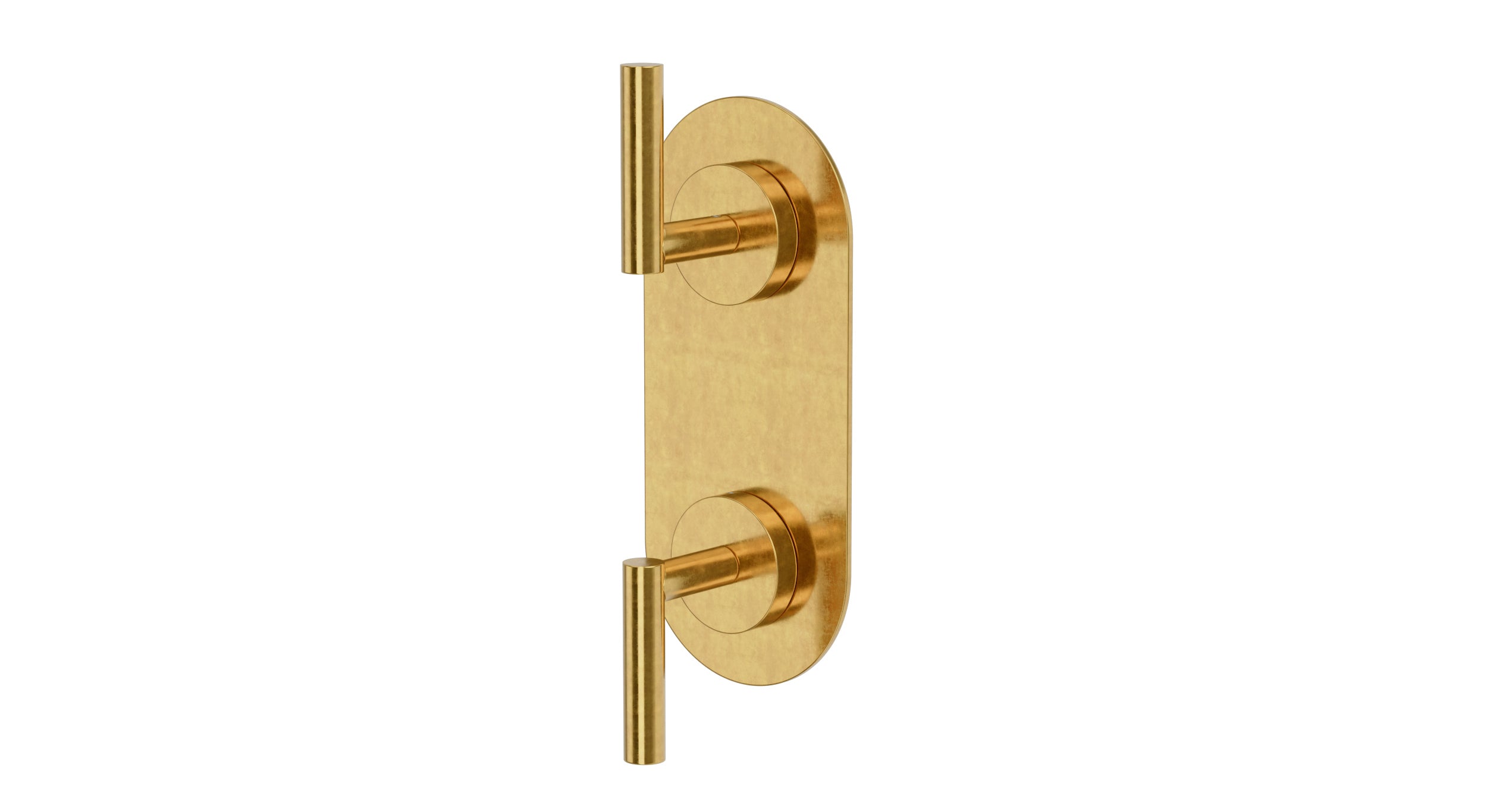Contour Two Handle Wall Mount Shower Trim with Soft Lever Handles in French Brass