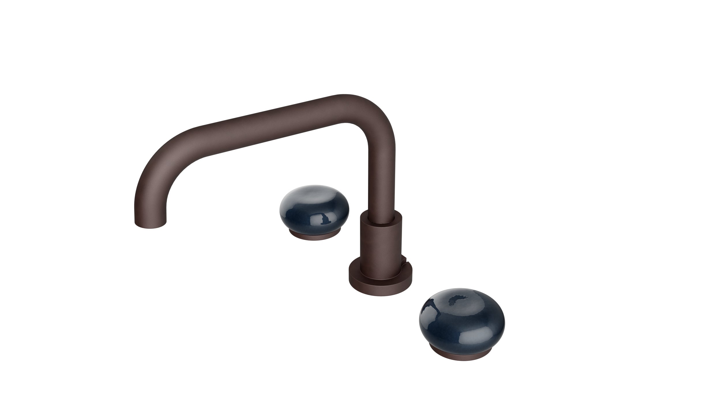 Foundry Two Handle Deck Mount Squaretop Bath Trim with Pebble Ceramic Knob Handles in Architectural Copper