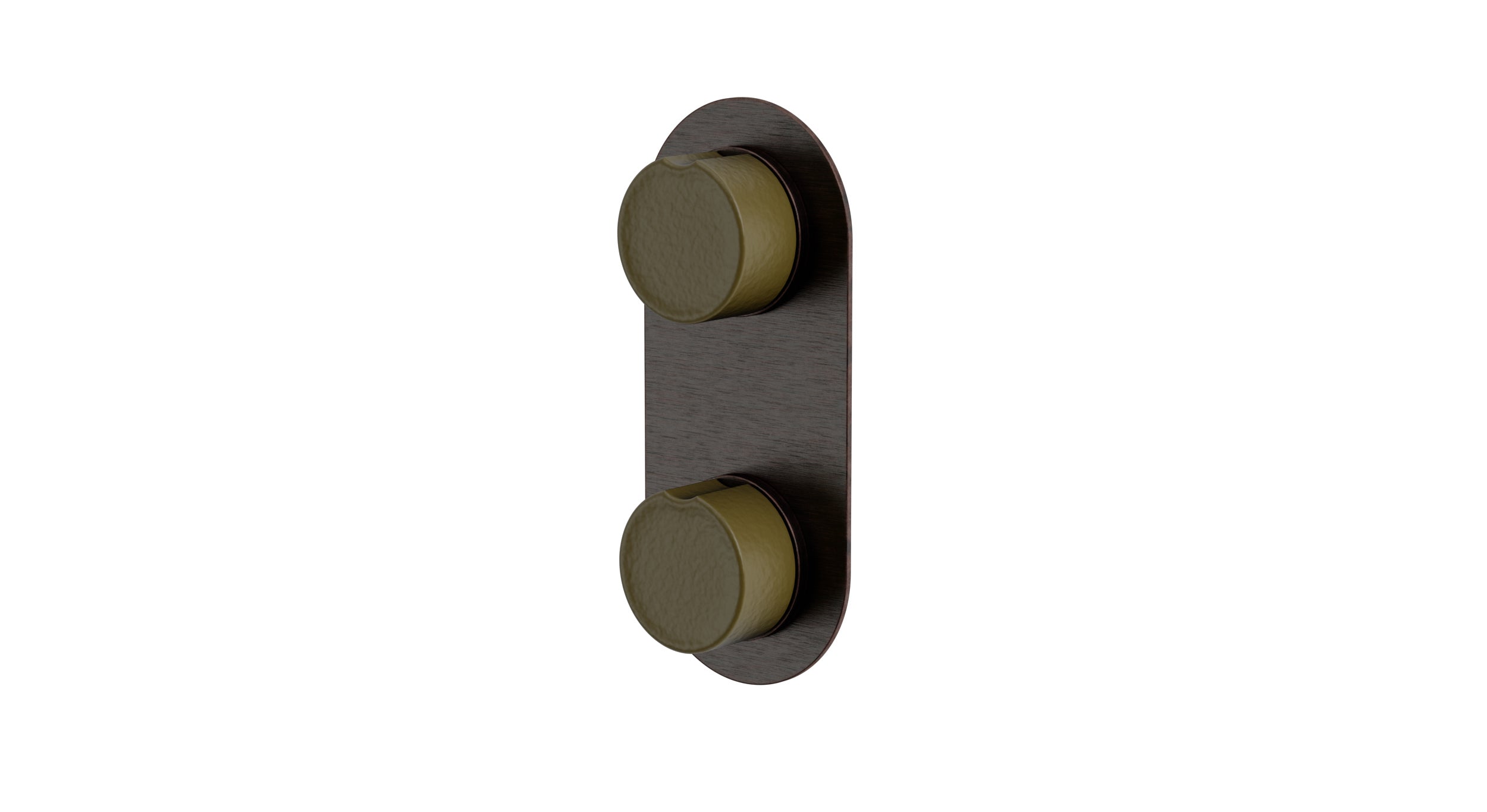 Foundry Two Handle Wall Mount Shower Trim with Groove Ceramic Knob Handles in Antique Bronze