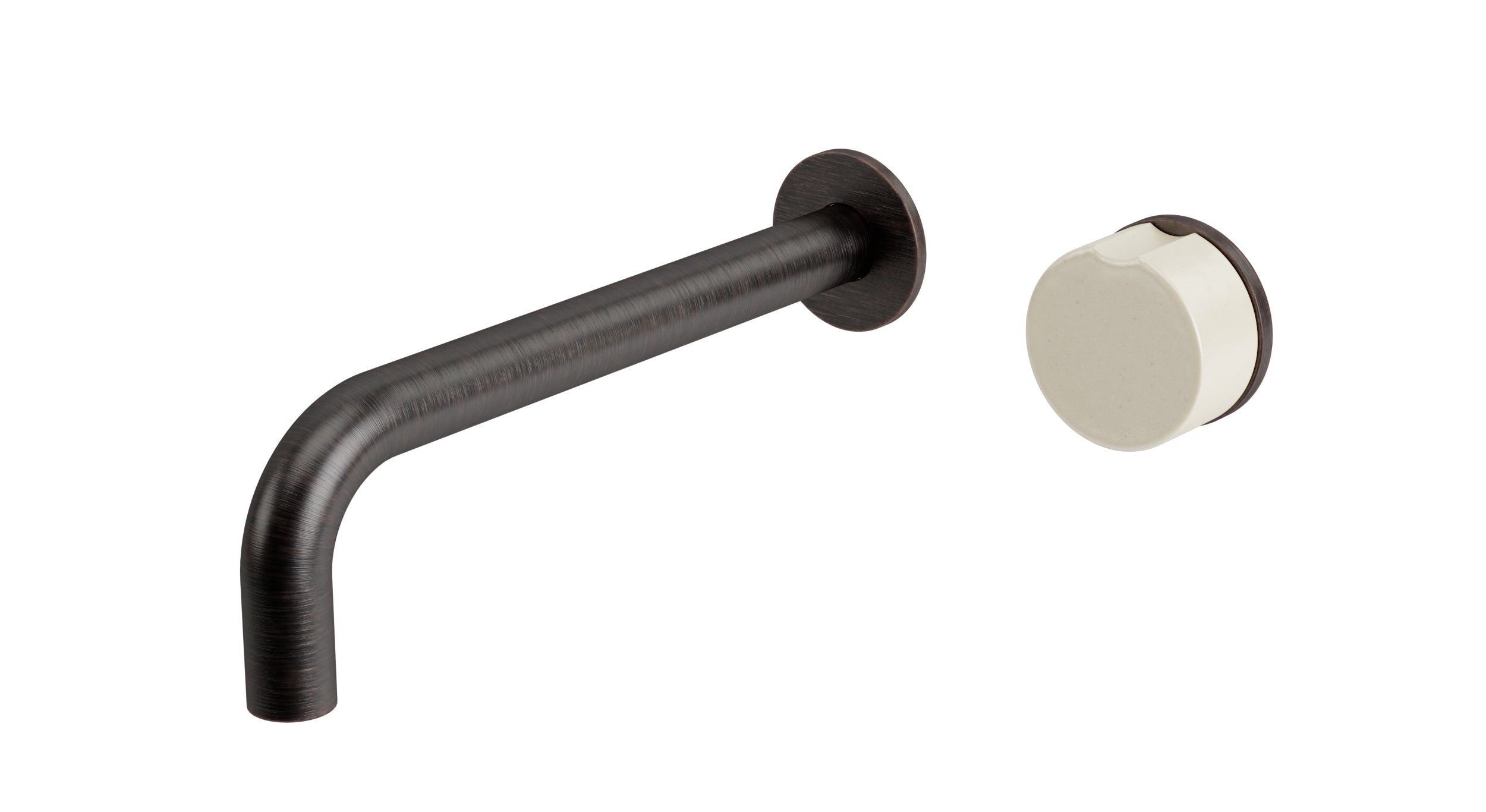 Foundry One Handle Wall Mount 7.5" Lavatory Faucet with Groove Ceramic Knob Handle in Antique Bronze