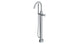 Flatiron One Handle Floor Mount Gooseneck Bath Trim with Hand Shower and Linear Cross Handle in Satin Chrome
