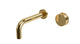 Foundry One Handle Wall Mount 7.5" Lavatory Faucet with Barrel Knob Handle in Polished Brass