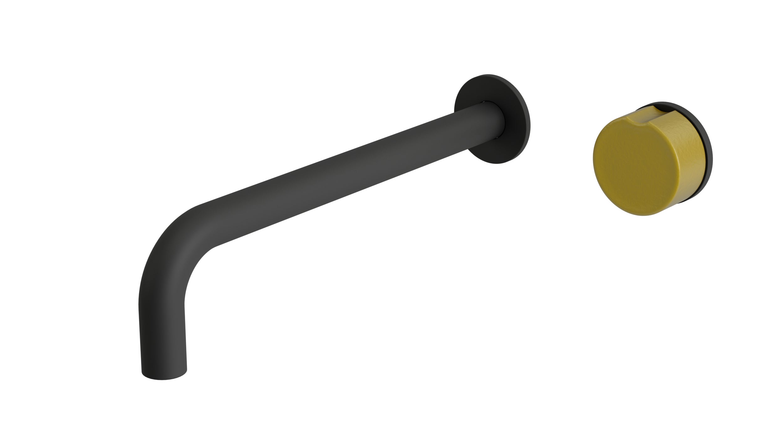 Foundry One Handle Wall Mount 10" Lavatory Faucet with Groove Ceramic Knob Handle in Matte Black