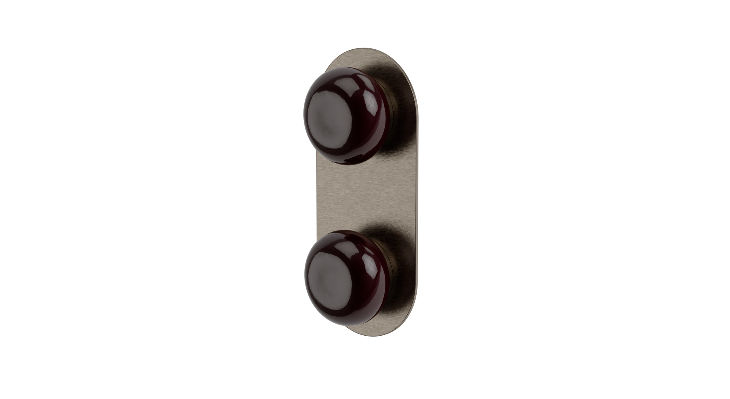 Foundry Two Handle Wall Mount Shower Trim with Pebble Ceramic Knob Handles in Antique Nickel