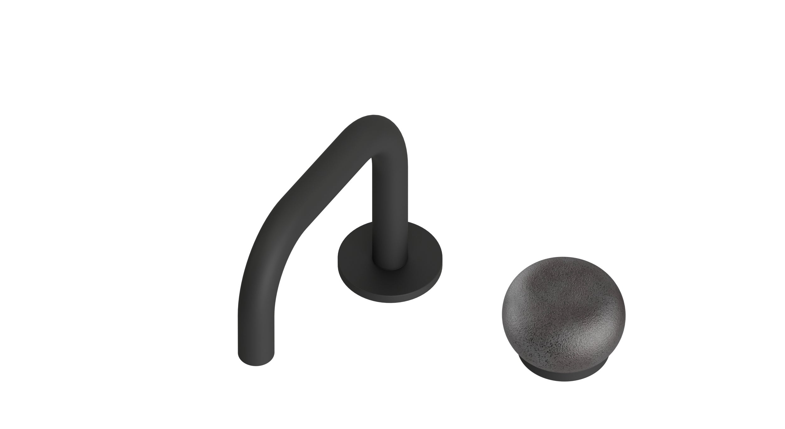 Foundry One Handle Deck Mount Squaretop Lavatory Faucet with Pebble Ceramic Knob Handle in Matte Black