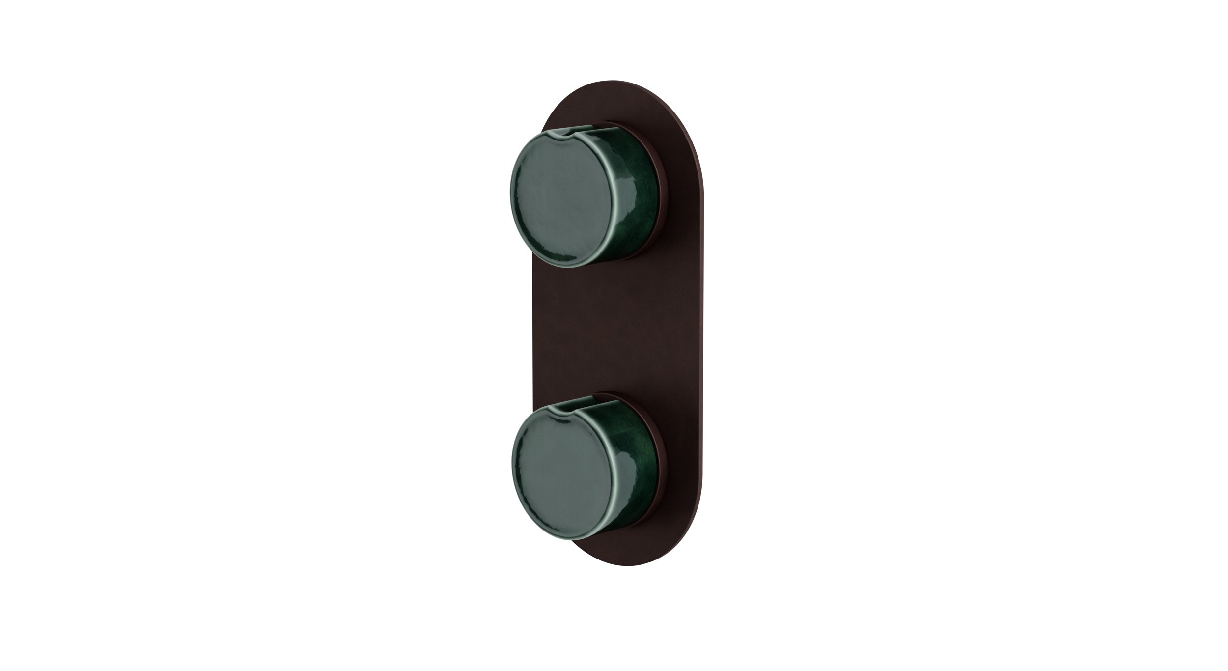 Foundry Two Handle Wall Mount Shower Trim with Groove Ceramic Knob Handles in Architectural Copper