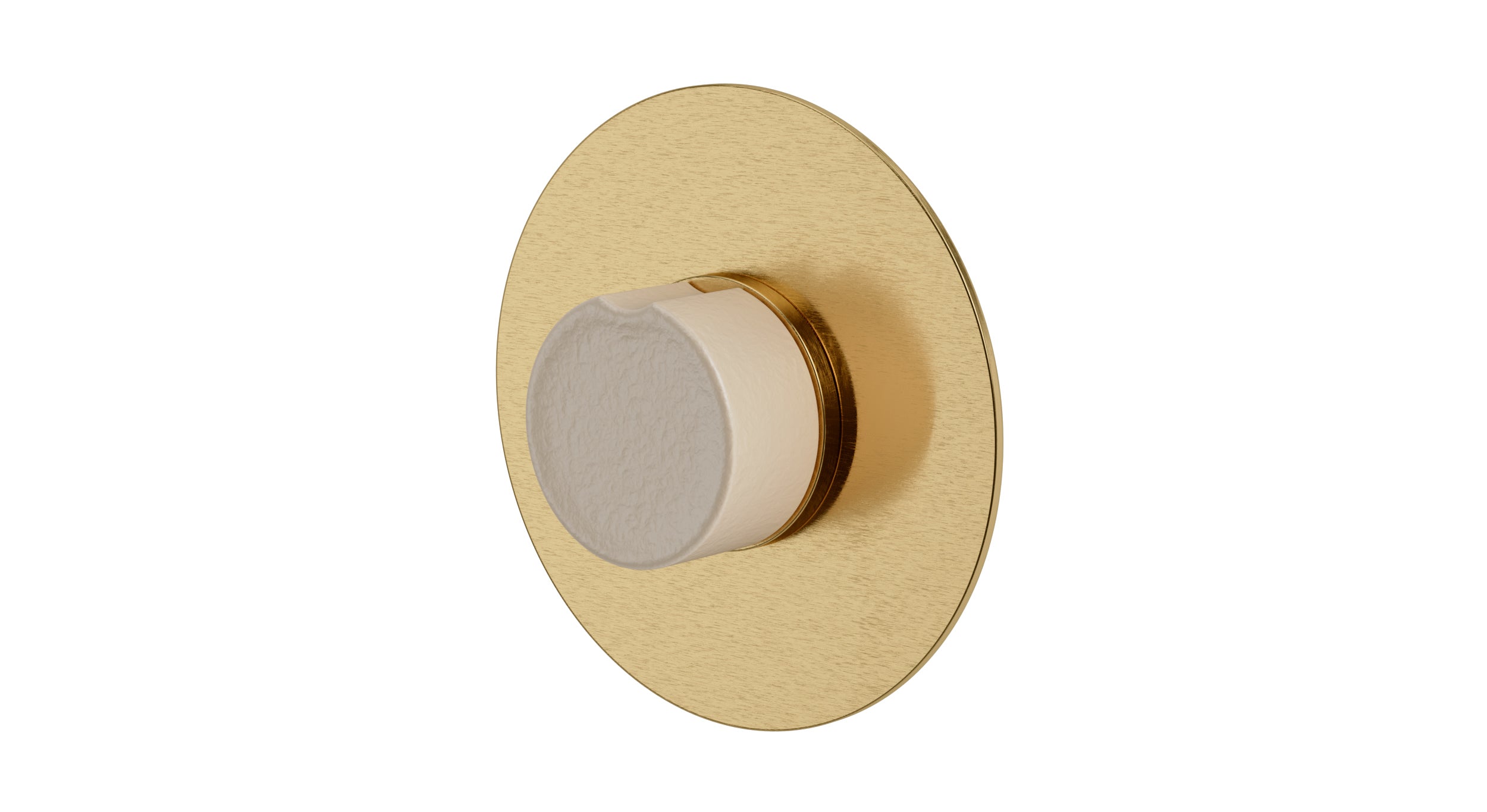 Foundry One Handle Wall Mount Shower Trim with Groove Ceramic Knob Handle in Satin Brass