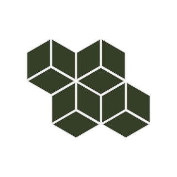 Small Diamond Sheeted - Escher Original Ceramic Mosaic Tile in Hunter Green Gloss