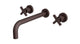 Flatiron Two Handle Wall Mount 10" Lavatory Faucet with Linear Cross Handles in Architectural Copper