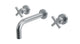 Flatiron Two Handle Wall Mount 7.5" Lavatory Faucet with Linear Cross Handles in Satin Chrome