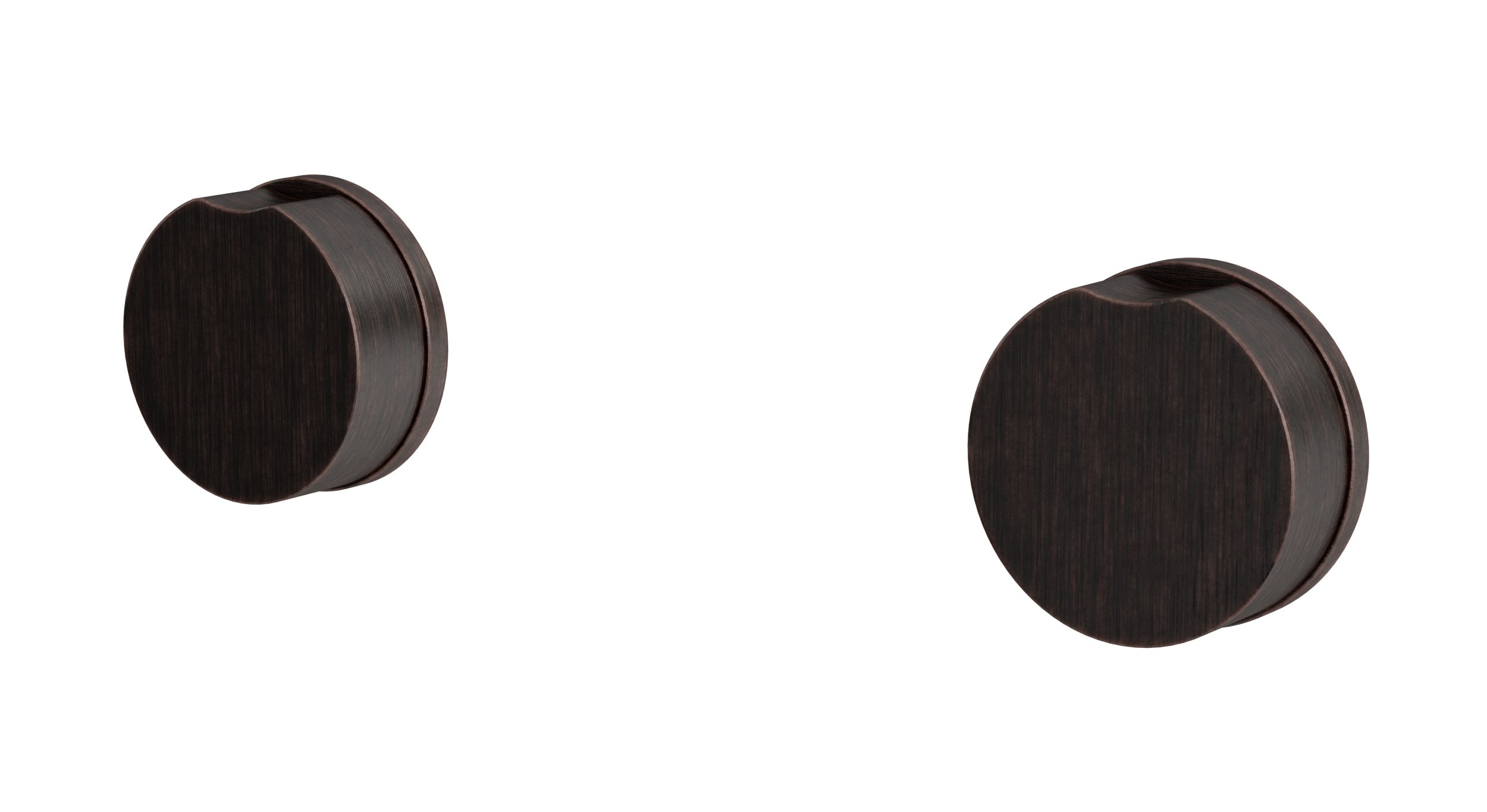 Foundry Two Handle Wall Mount Bath Trim with Barrel Knob Handles in Antique Bronze