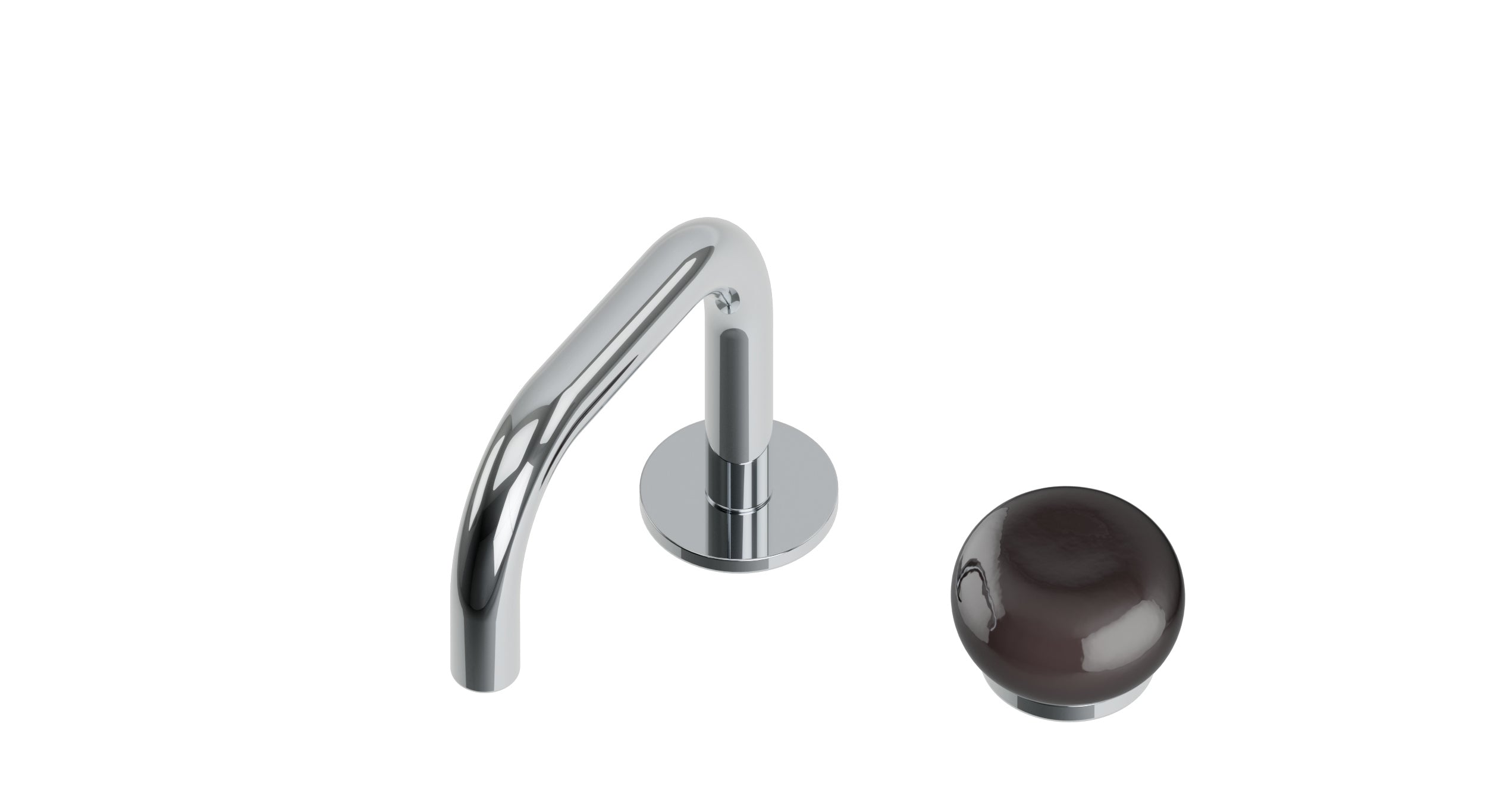 Foundry One Handle Deck Mount Squaretop Lavatory Faucet with Pebble Ceramic Knob Handle in Polished Chrome