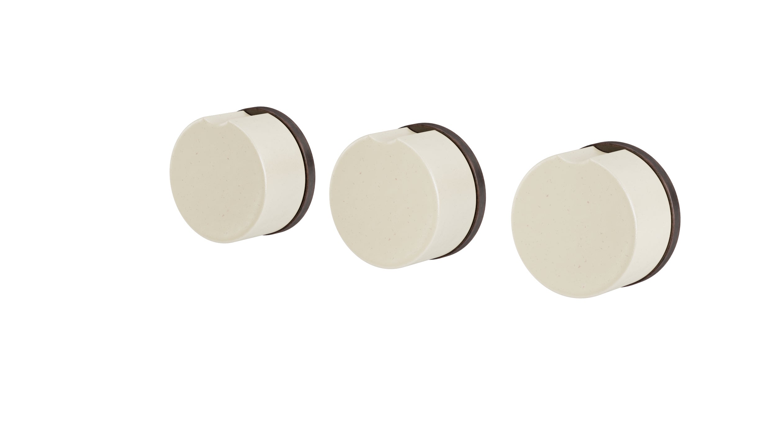 Foundry Three Handle Wall Mount Bath Trim with Diverter/Volume Control and Groove Ceramic Knob Handles in Antique Bronze