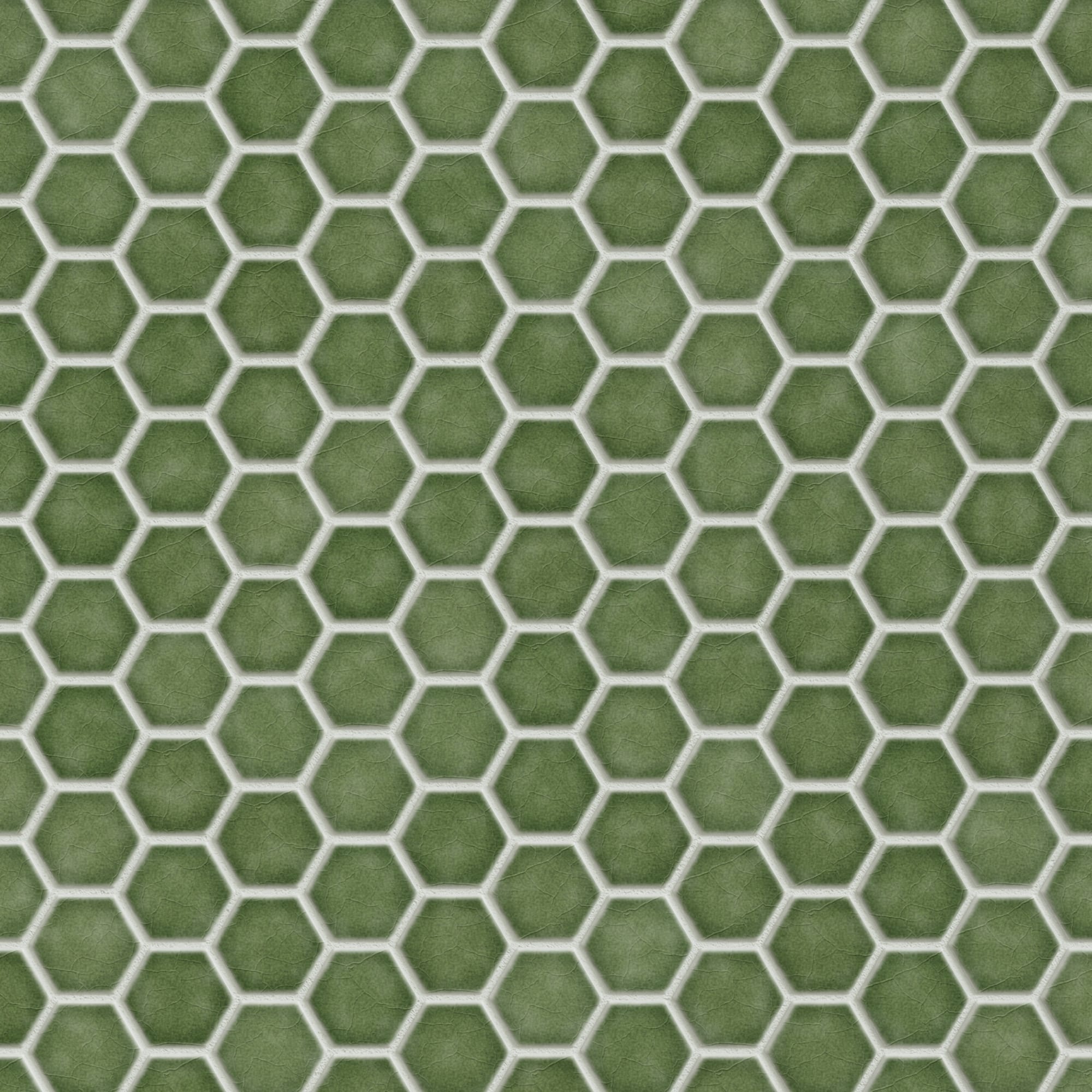 1" Hexagon Sheeted Original Ceramic Mosaic Tile in Kelp Gloss