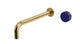 Foundry One Handle Wall Mount 10" Lavatory Faucet with Groove Ceramic Knob Handle in Satin Brass