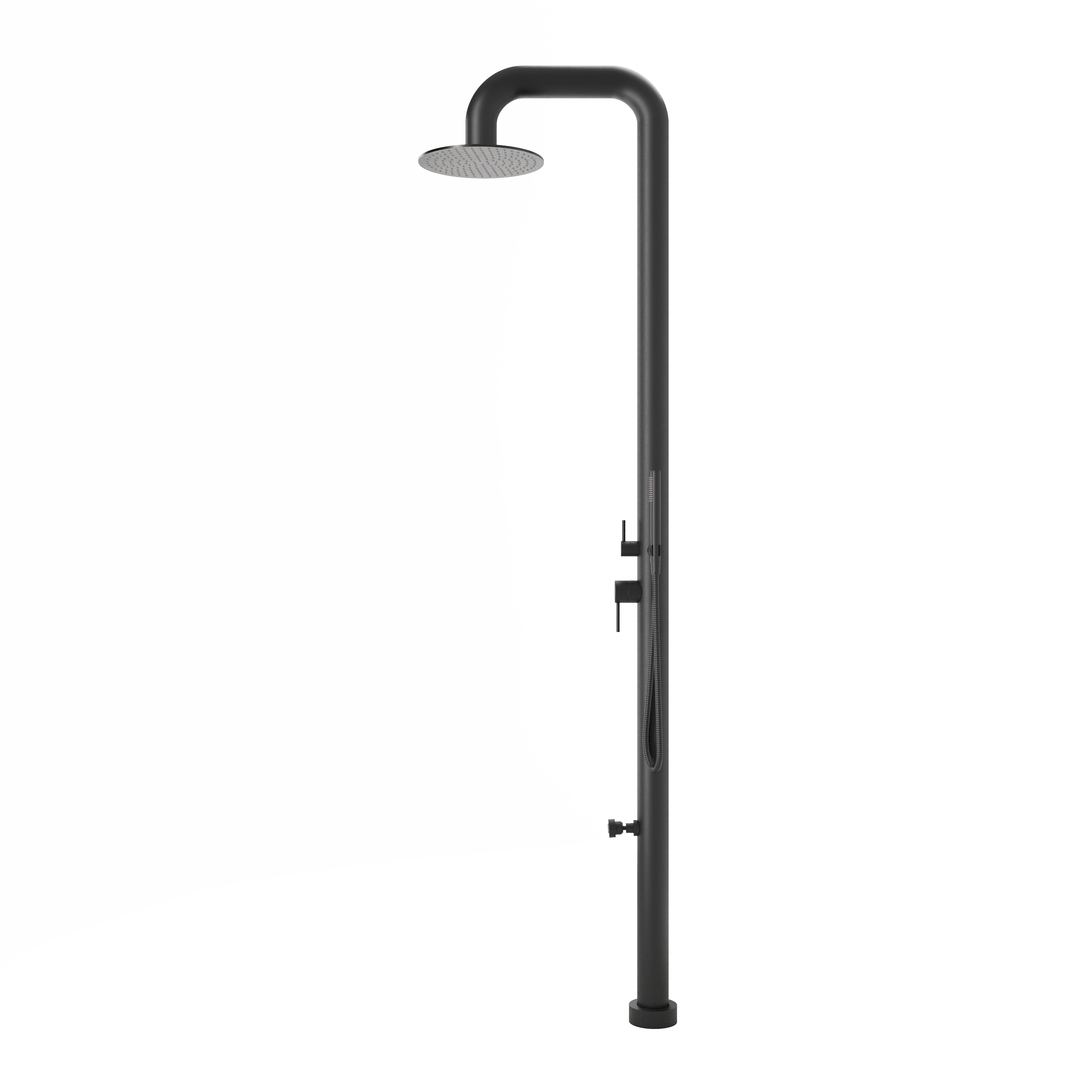 Contour Outdoor Shower Pressure Balance with 12" Rain Head, Hand Shower, and Foot Wash in Oil Rubbed Bronze
