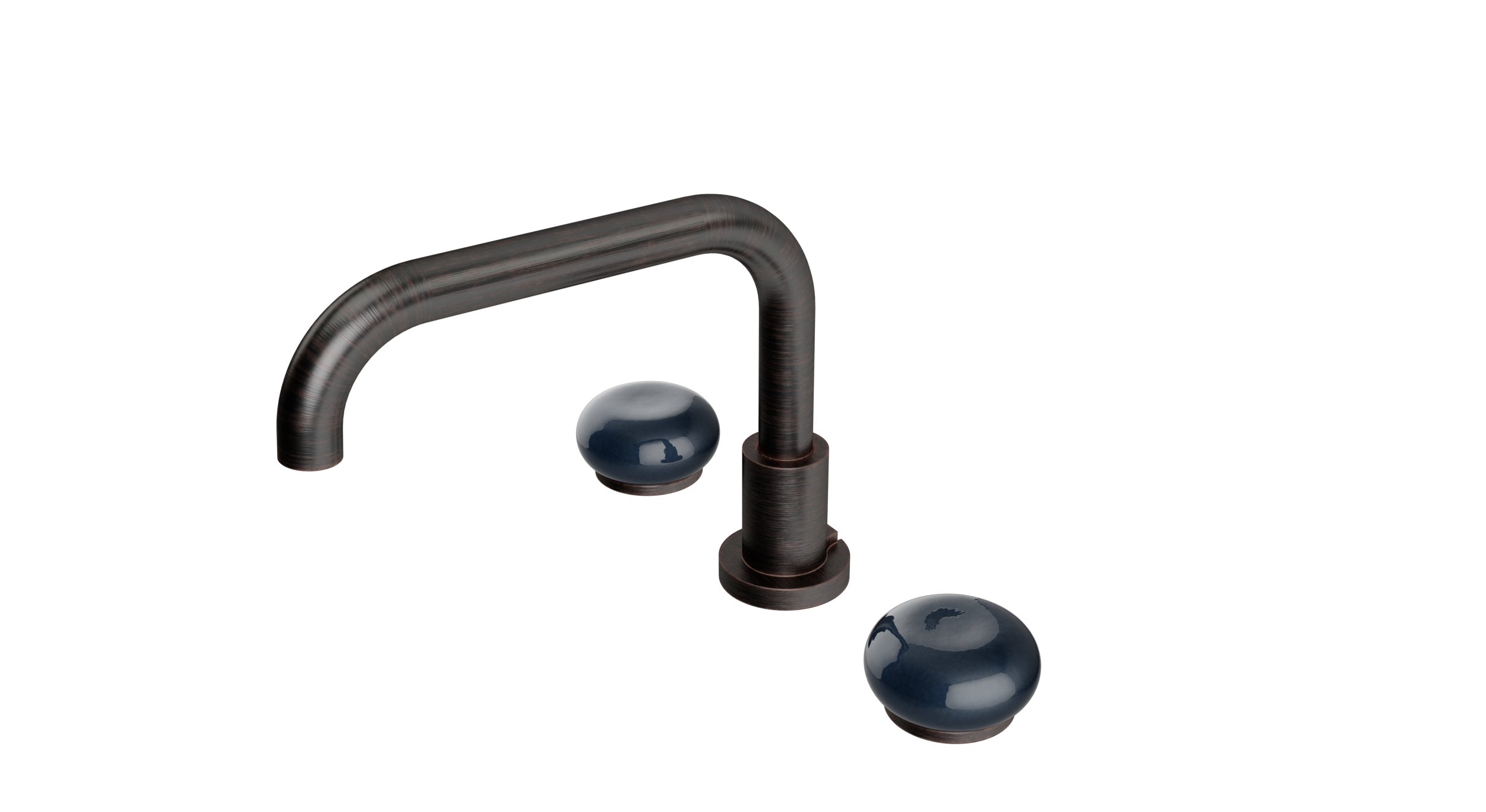 Foundry Two Handle Deck Mount Squaretop Bath Trim with Pebble Ceramic Knob Handles in Antique Bronze