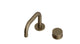 Foundry One Handle Deck Mount Squaretop Lavatory Faucet with Barrel Knob Handle in Antique Brass