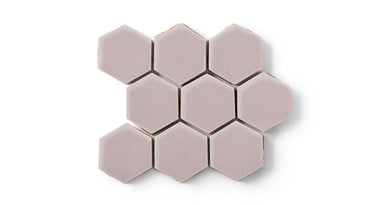 3" Hexagon Sheeted Original Ceramic Mosaic Tile in Painted Sky Gloss