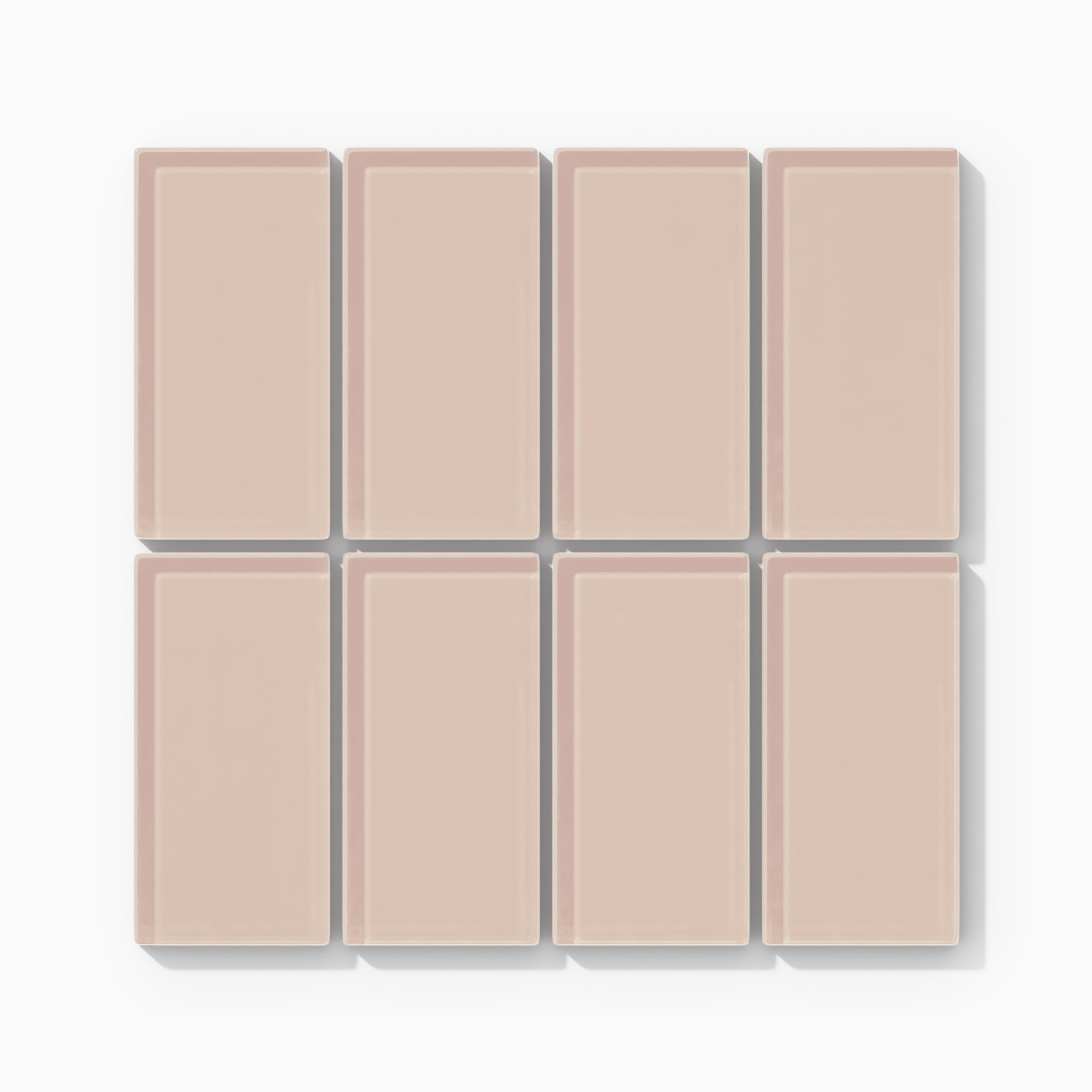 2x4 Straight Set Sheeted Glass Mosaic Tile in Rosy Finch Gloss