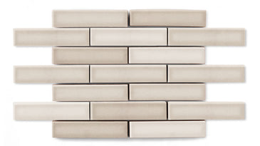 1x4 Half Offset Sheeted Original Ceramic Mosaic Tile in Sand Dune Gloss