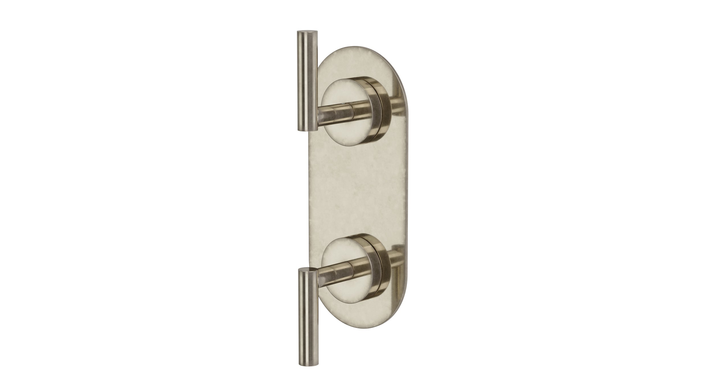 Contour Two Handle Wall Mount Shower Trim with Soft Lever Handles in French Nickel