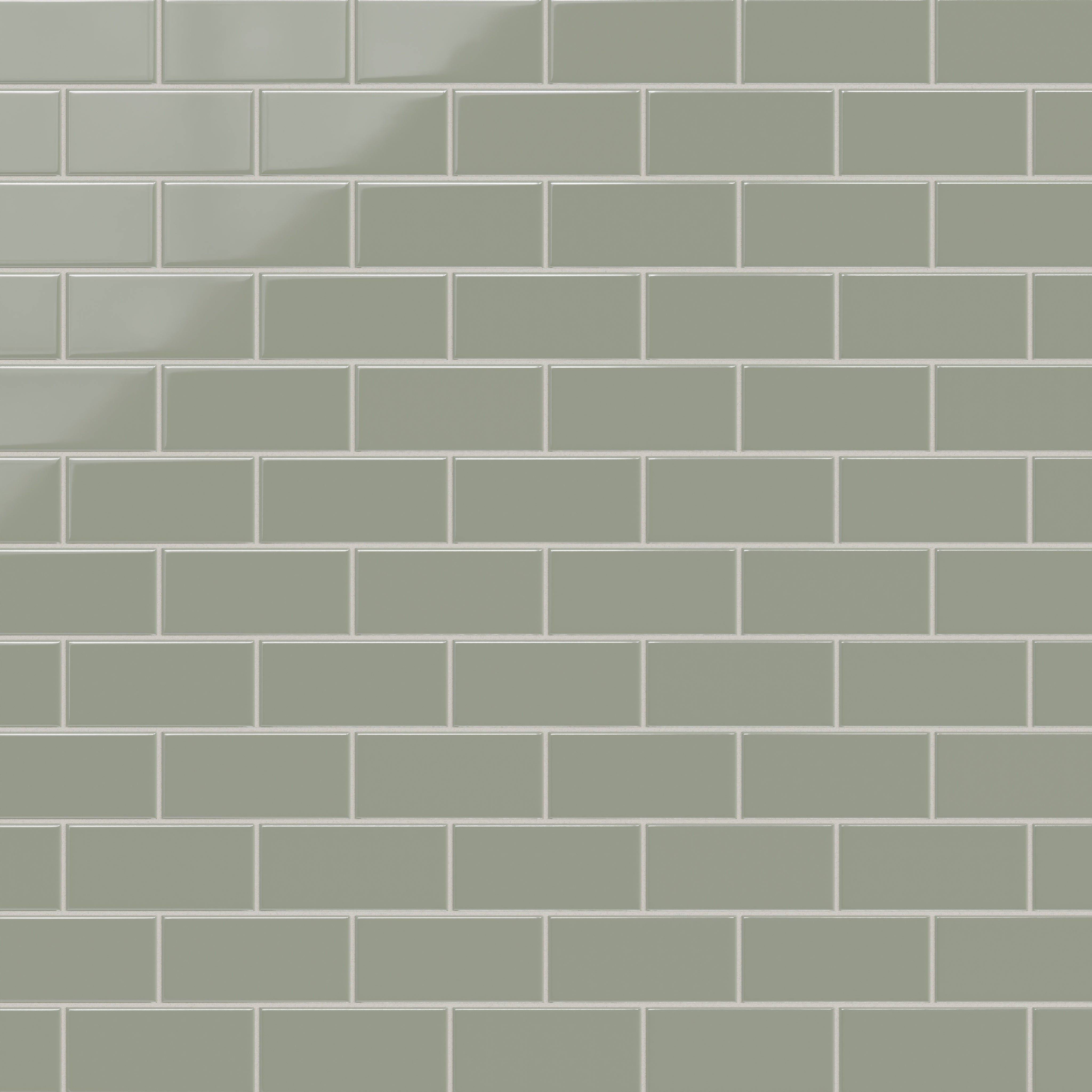 3x6 Natural Press Ceramic Tile in Terre Verte Gloss