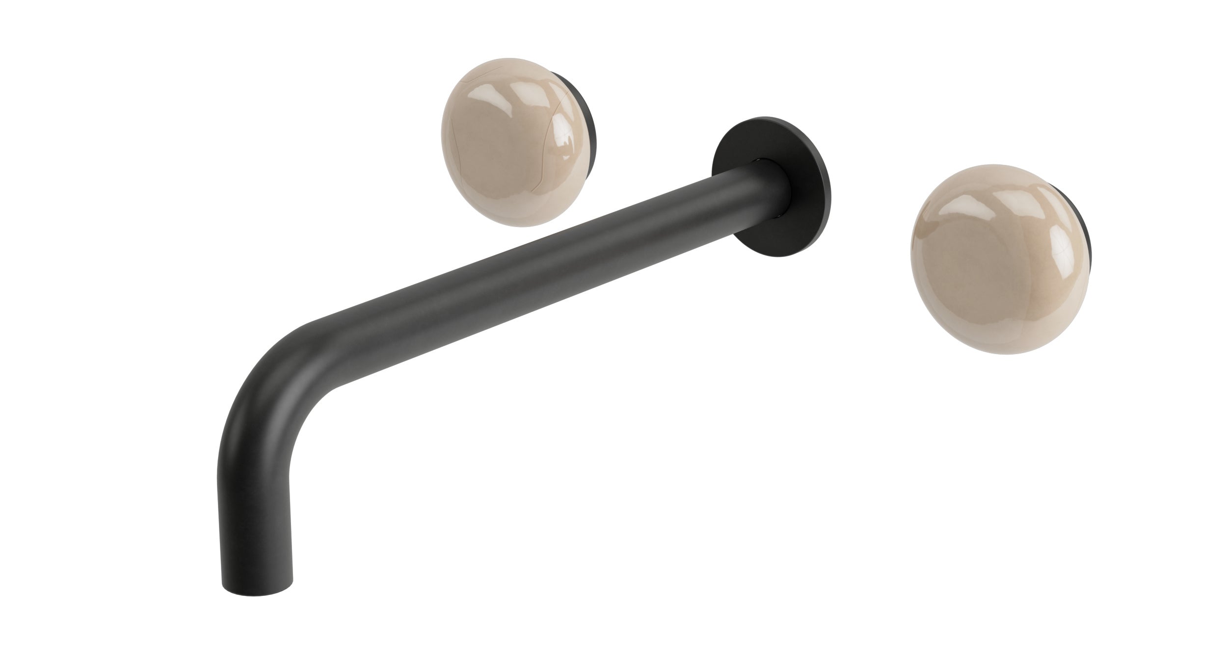 Foundry Two Handle Wall Mount 10" Lavatory Faucet with Pebble Ceramic Knob Handles in Oil Rubbed Bronze