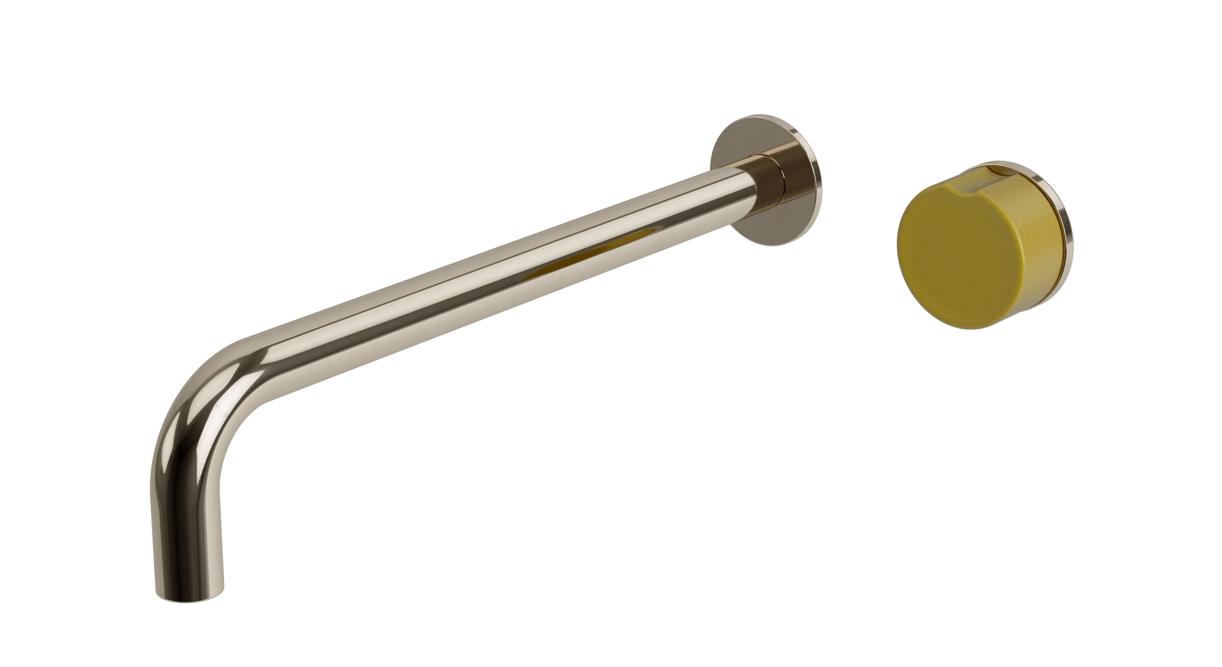 Foundry One Handle Wall Mount 12" Lavatory Faucet with Pebble Ceramic Knob Handle in Polished Nickel