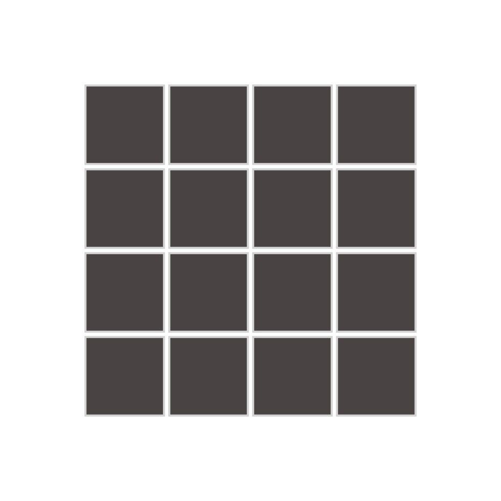 2x2 Straight Set Sheeted Original Ceramic Mosaic Tile in Carbon Gloss