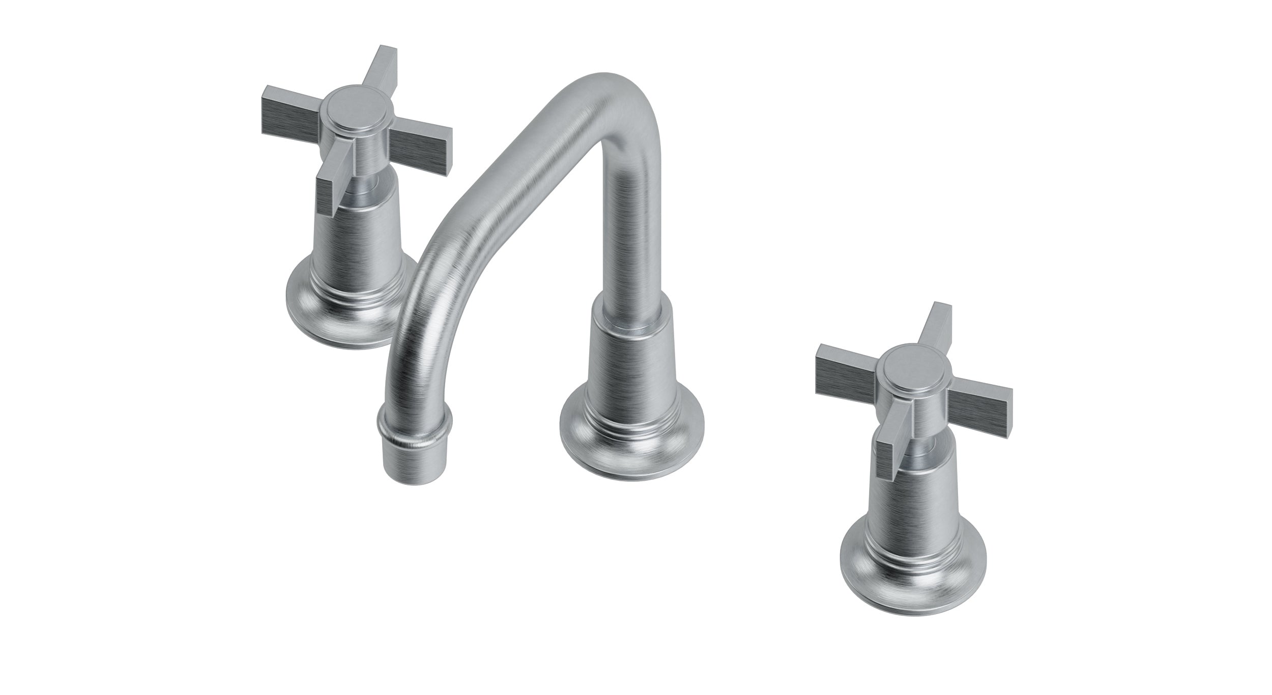 Emerson Two Handle Deck Mount Squaretop Lavatory Faucet with Defined Cross Handles in Satin Chrome