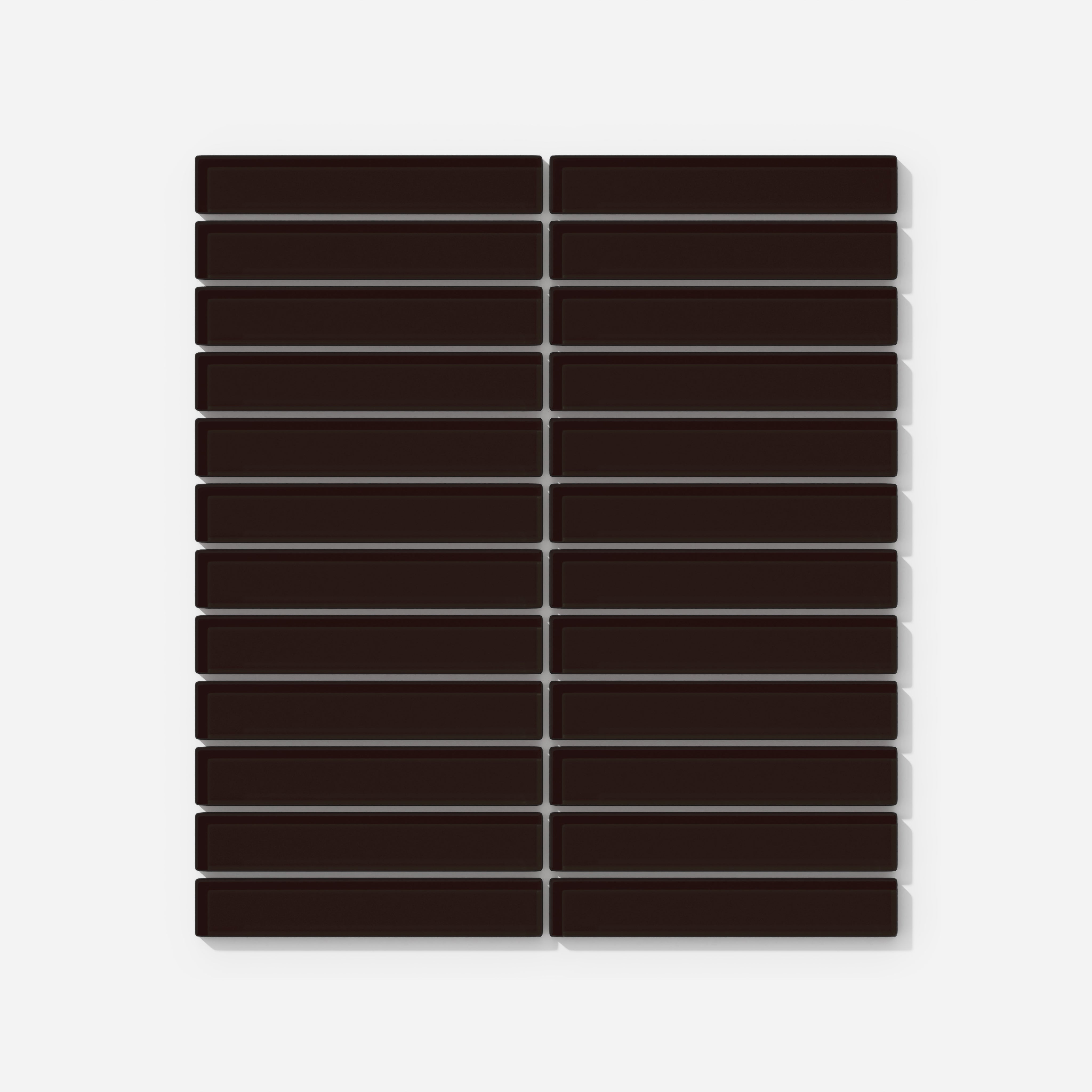 1x6 Straight Set Sheeted Glass Mosaic Tile in Nighthawk Gloss