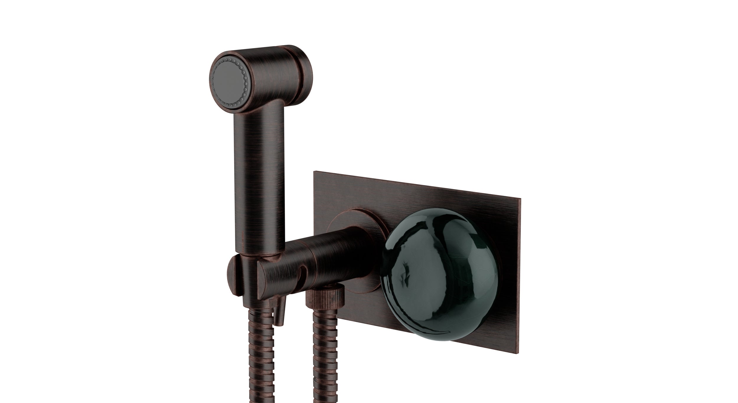 Foundry One Handle Wall Mount Bidet Trim with Pebble Ceramic Knob Handle in Antique Bronze