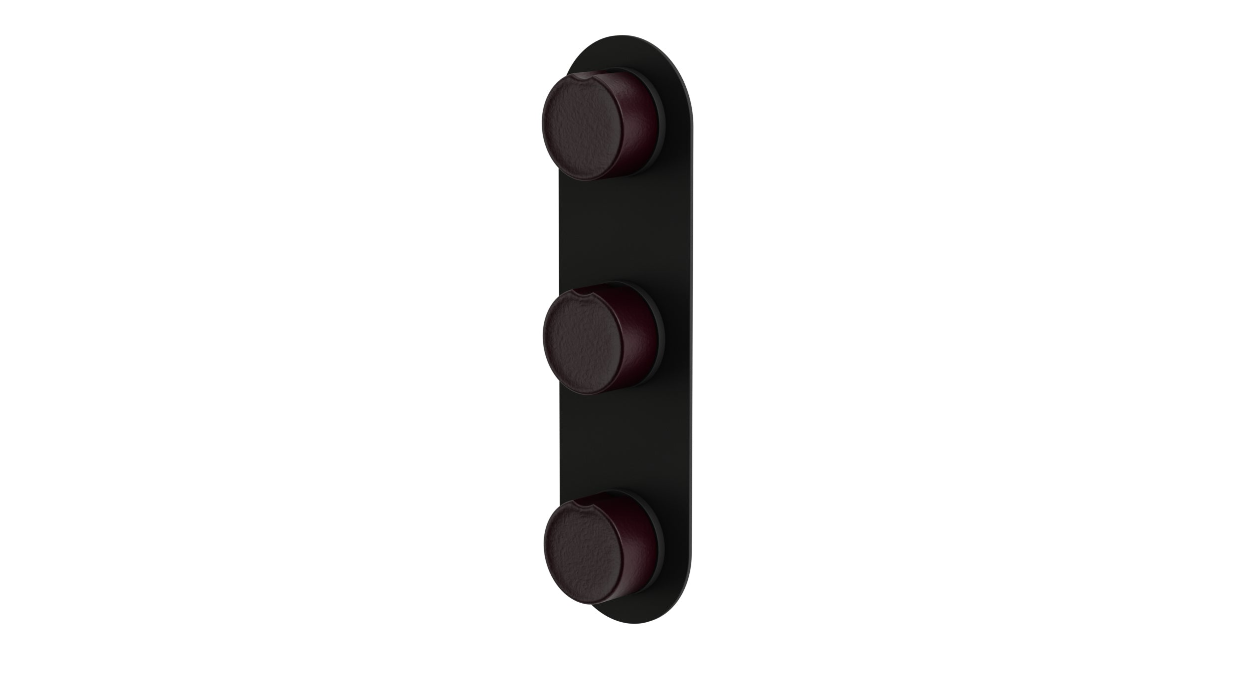 Foundry Three Handle Wall Mount Shower Trim with Groove Ceramic Knob Handles in Matte Black