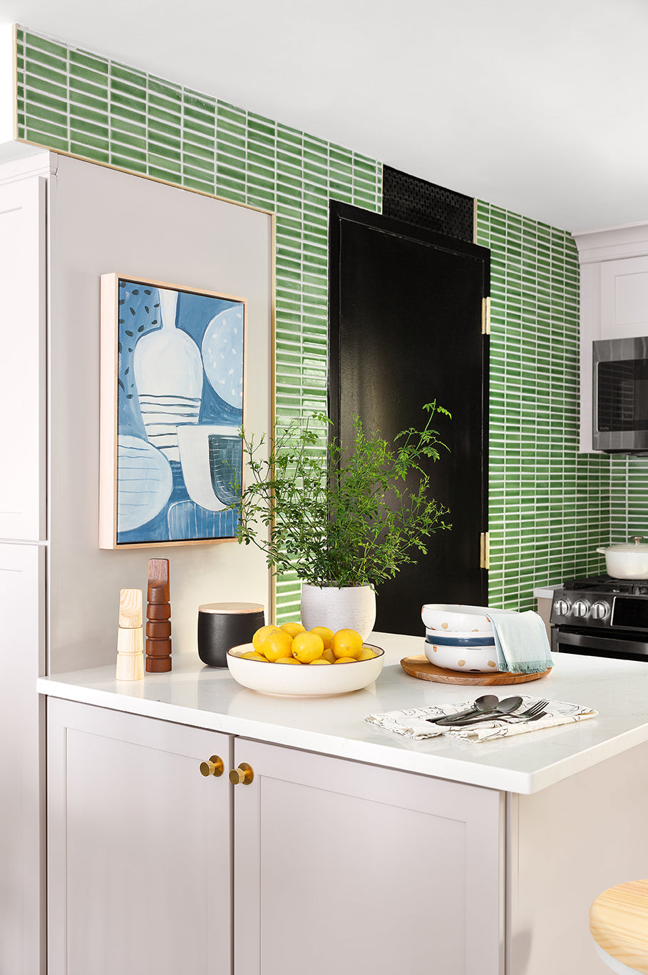 1x4 Straight Set Sheeted Original Ceramic Mosaic Tile in Kelp Gloss