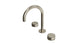 Foundry Two Handle Deck Mount Gooseneck Lavatory Faucet with Barrel Knob Handles in French Nickel