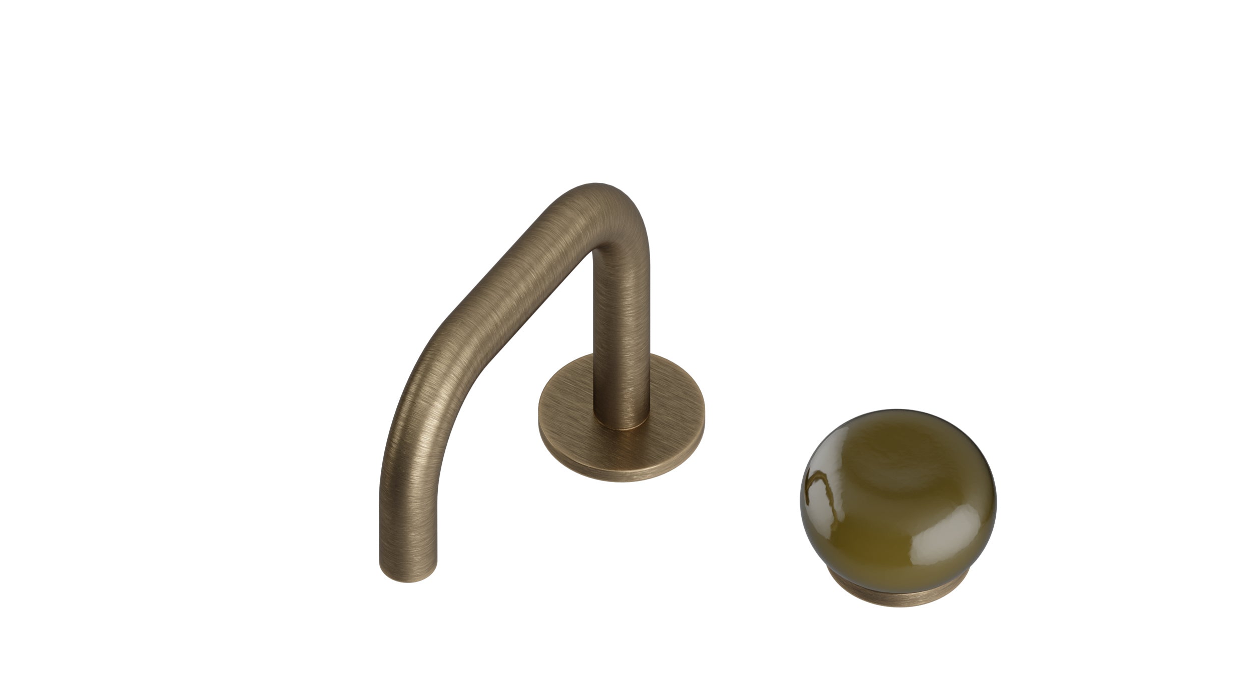 Foundry One Handle Deck Mount Squaretop Lavatory Faucet with Pebble Ceramic Knob Handle in Antique Brass
