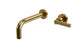Flatiron One Handle Wall Mount 7.5" Lavatory Faucet with Linear Lever Handle in Uncoated Polished Brass